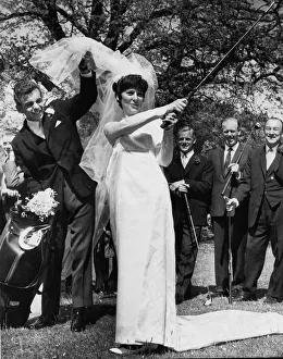 Golfer Prints: Golfer Tony Jacklin weds Vivienne Murray photographed on the golf in Belfast course