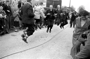 Skipping Prints: Every Good Friday, the road outside the Rose Cottage Inn in the village Alciston