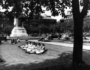 Good weather brings many people to Eldon Square to bask in the sun during their lunch