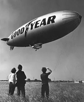 Flying Prints: The Goodyear Europa airship arrives at Sunderland Airport for a week long visit to