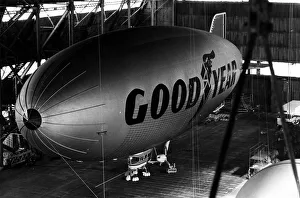 The Goodyear Europa airship in the hangar at RAF Cardington formerly the Royal Airship