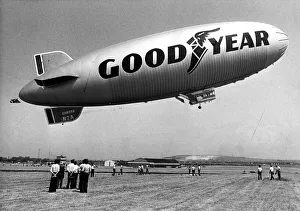 The Goodyear Europa airship at Sunderland Airport for a week long visit to the North East