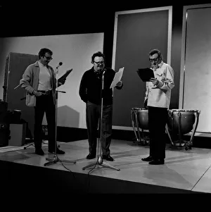 Goons alias Peter Sellers Harry Secombe and Spike Milligan in Teddington studios