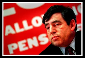 Grumpy Prints: Gordon Brown Chancellor of the Exchequer seen here at the launch of the &pound