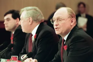 Gordon Brown, Roy Hattersley and Labour leader Neil Kinnock visits Redditch