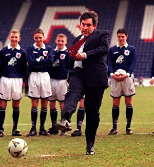 Gordon Browns scores a penalty at Raith Rovers March 1999