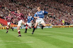 Pod Scan Prints: Gordon Durie Rangers football player scores goal against Hearts. 18th May 1996
