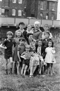 Gordon Gillick with his wife Victoria Gillick and their ten children at home in Wisbech