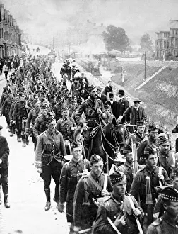Warhorse1 Prints: The Gordon Highlanders seen here shortly after disembarking from at a train at an
