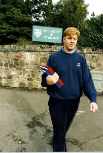 Gordon Sherry golfer University of Stirling entrance sign folders