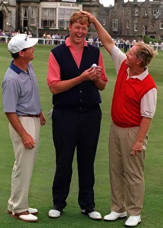 Gordon Sherry, Tom Watson and Jack Nicklaus congratulate Hole in One giant Gordan Sherry