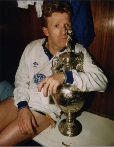 Core61 Prints: Gordon Strachan of Leeds United with The League Champion Trophy May 1992