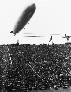 00251 Prints: The Graf Zeppelin passing low over Wembley Stadium during the FA Cup Final in which