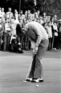 Graham Marsh playing golf in the Piccadilly World Match Play Championship, which he lost