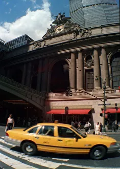 Taxis Prints: Grand Central Station New York street with taxi USA United States of America August 1999