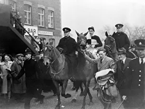 The Grand National 1949 Winner Russian hero'being led in after the race