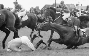 Grand National 1969 Kilburn No 7 stumbles and throws his jockey T Carberry