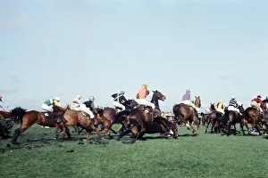 Grand National Horserace held at Aintree, Liverpool. Action at the Chair