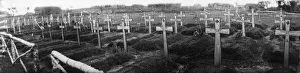 Ussr Prints: Graveyward in the village of Malaya Nezhoda after being re-taken by the Soviet Red Army
