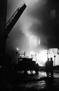 Silhouette Prints: The Great Fire of London. Turntable ladders are constantly needed during