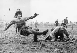 Great Harwood 2 v. Rotherham 6. Harwood keeper Bobby Jones look of anguish as he is left
