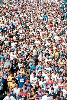 00123 Prints: Great North Run, 15 September 1996 - A sea of faces - runners pour over the Tyne Bridge
