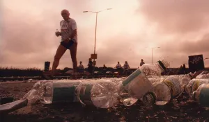 The Great North Run 17 September 1995 - A lone competitor brings up the rearguard as they