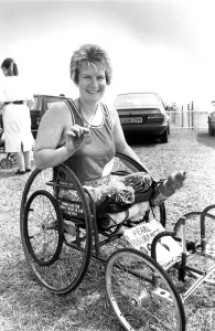 Wheelchair Prints: The Great North Run, 18 June, 1989 - First disabled woman home Karen Davidson