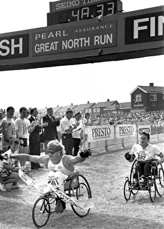 Wheelchair Prints: The Great North Run, 18 June, 1989 - The winner of the wheelchair race Chris Hallam
