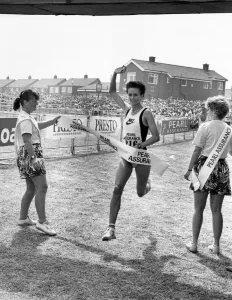 Winning Prints: The Great North Run, 18 June, 1989 - Womens winner Lisa Martin crosses the finishing