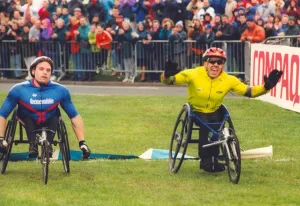 The Great North Run 4 October 1998 - The close finish of the wheelchair race