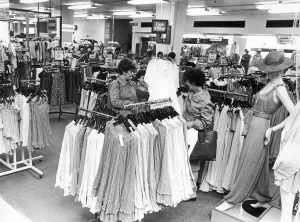 Department Store Prints: Greek Fashions just a small part of Owen Owen ladies fashion department. 10th June 1983