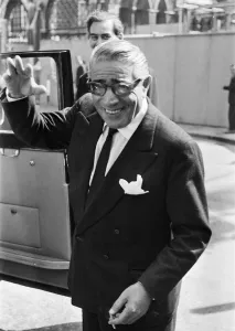 01046 Prints: Greek shipping tycoon Aristotle Onassis attends the Law Courts in London to sue 77 year