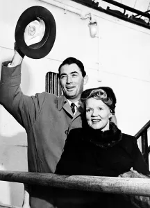 Core54 Prints: Gregory Peck Actor with wife Greta arriving at Southhampton