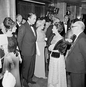 Ties Prints: Gregory Peck with Princess Margaret at a film premiere May 1963 1960s