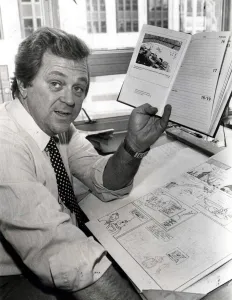 Gren Jones, cartoonist South Wales Echo Copyright Media Wales. Gren and his diary