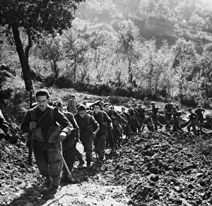 01456 Prints: Grenadier Guards of the Fifth Army front arduously climbing to a forward position in