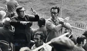 Greyhounds Prints: Greyhound racing picture shows: TIC-TAC men signal the odds at a meeting in Cardiff Arms
