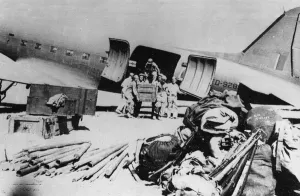 Usaaf Prints: Ground forces of an American fighter squadron move their gear into an Italian airfield