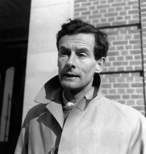 Belgium Prints: Group captain Peter Townsend outside his flat in Brussels. March 1955