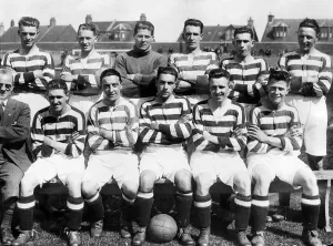 Group picture of Ayr United football team taken before trial game. August 1930