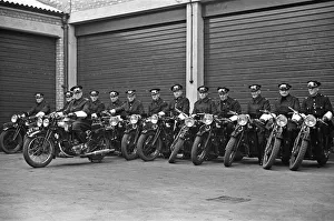 Police Prints: A group of police motorcyclists receive a final briefing at Hampton Police Station