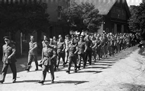 A group of recruits for the Reading Home Guard Ant-Aircraft Battery pictured on parade