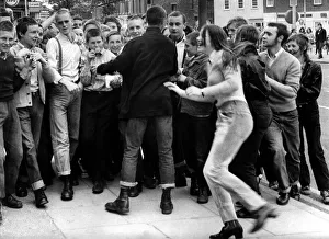 A group of skinheads who have just been evicted from the Spanish City in Whitley Bay