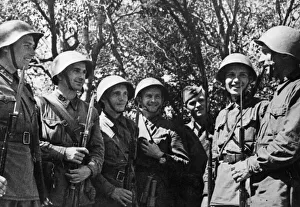 Combat Prints: A group of wounded commanders of the Soviet Red Army return from hospital back to