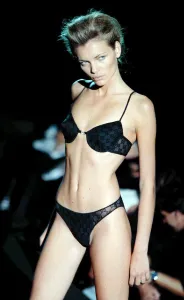 Gucci lingerie fashion show, October 1997 Esther Canadas models underwear during Milan