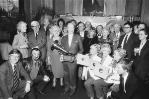 Radio Programmes Prints: Guest at the party for the 40th anniversary of Desert Island Discs seen here with Roy