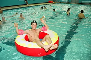 Swimming Pool Prints: Guisborough Baths duty officer Simon McCluskey is pictured celebrating their 25th