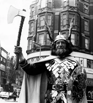 The Guizer Jarl, or Viking Chieftain, Mr Willie Peterson pictured outside