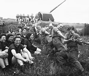 Gunners of Anti-Aircraft command in a tug-o-war near Edinburgh. 5th August 1943